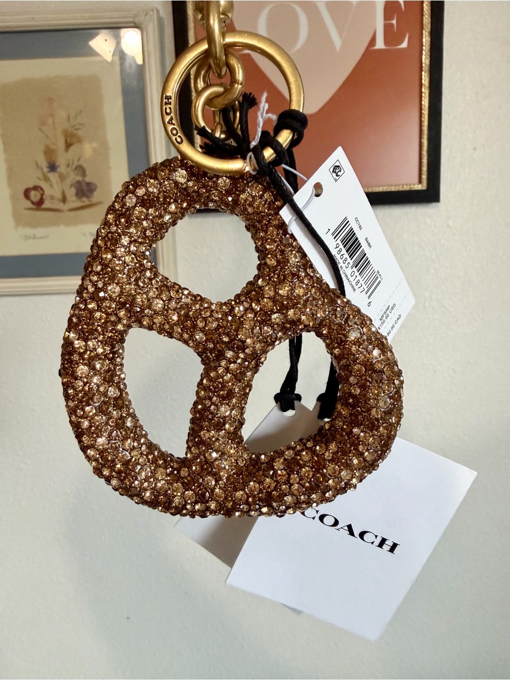 NWT Coach Crystal Pretzel Bag Charm. - Picture 6 of 7